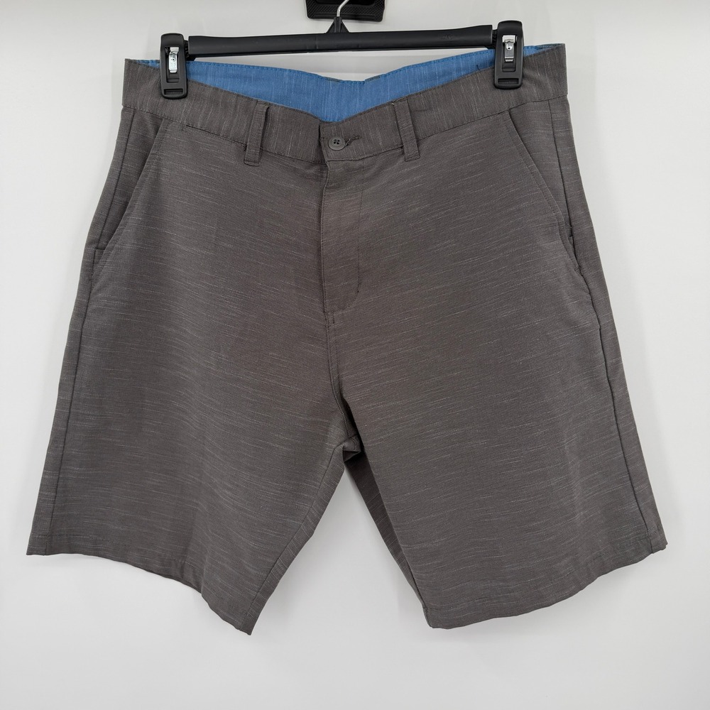 Burnside Mens Hybrid Shorts Gray Slub Texture Size 36 Flat Front Board Shorts